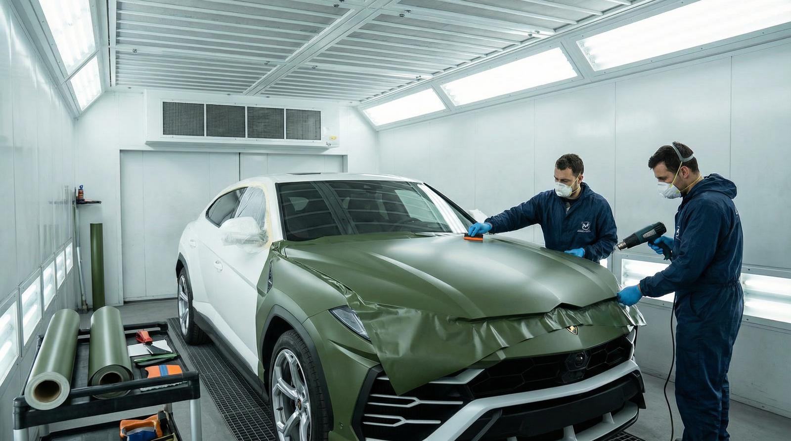 高清动漫改装视频-军绿色车身贴膜