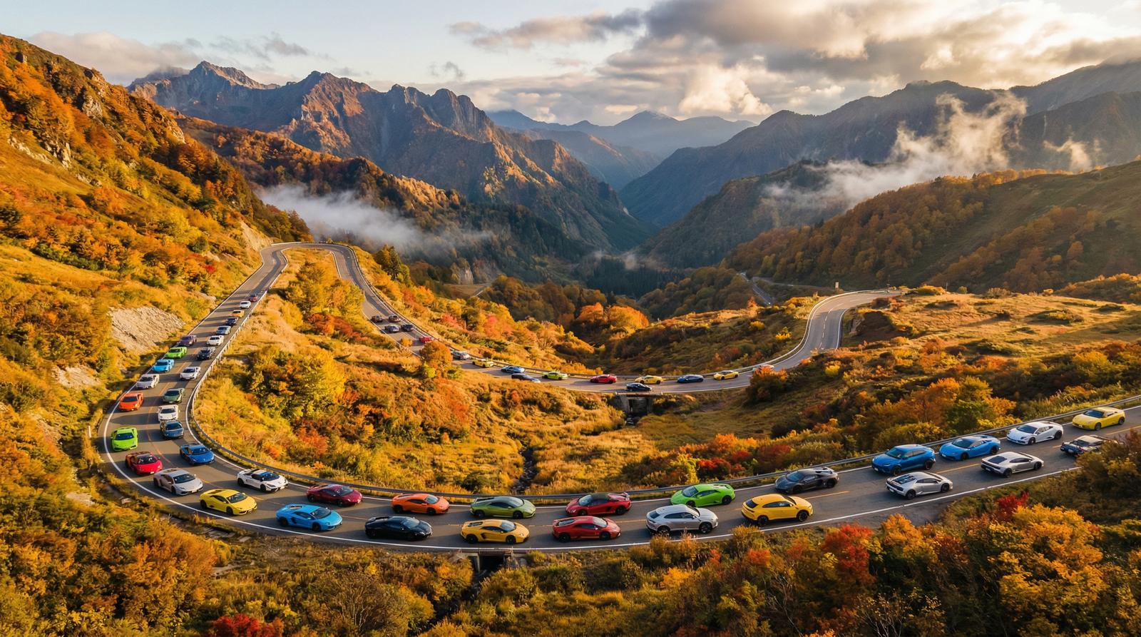 高清动漫跑车视频-超跑车队山路巡游